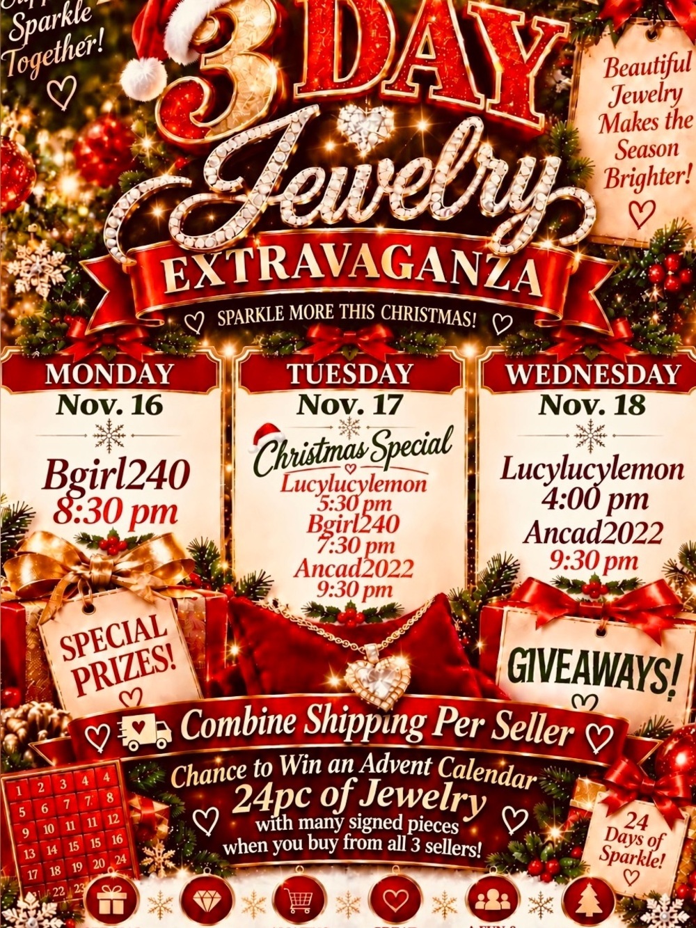 3 DayJewelry Extravaganza!!! Nov 16, 17, 18